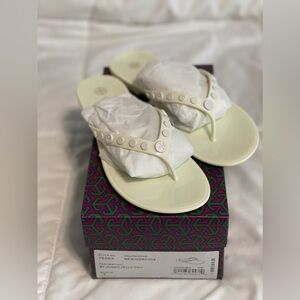 New Tory Burch Ivory Jelly Studded Sandals